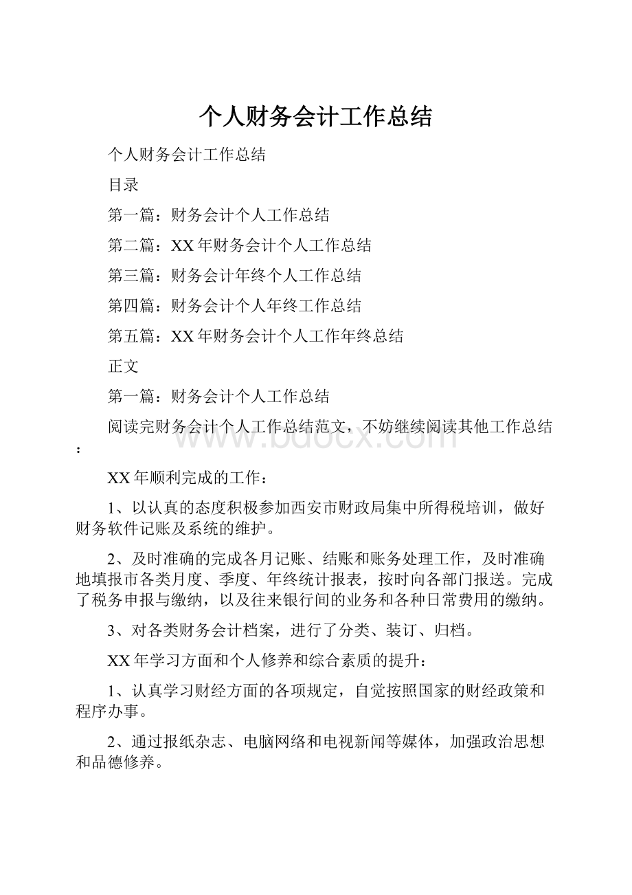 个人财务会计工作总结.docx_第1页