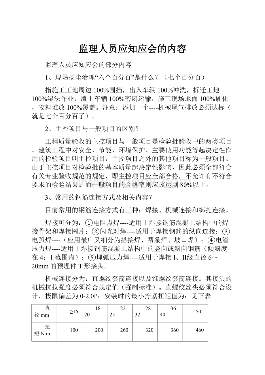 监理人员应知应会的内容.docx