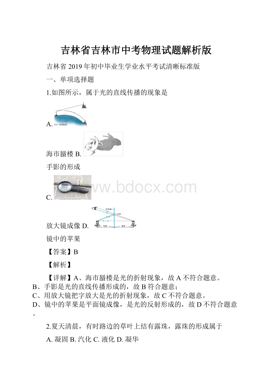 吉林省吉林市中考物理试题解析版.docx