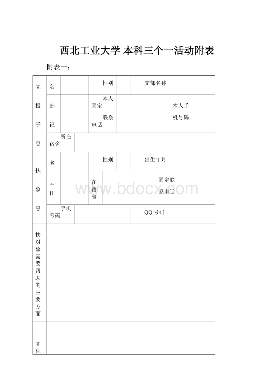 西北工业大学 本科三个一活动附表.docx