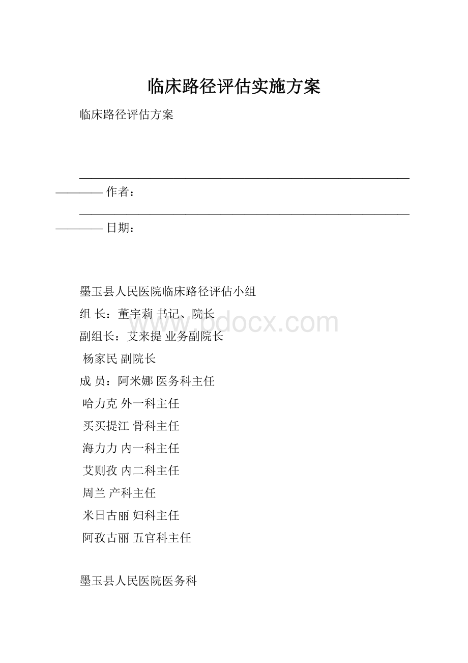 临床路径评估实施方案.docx