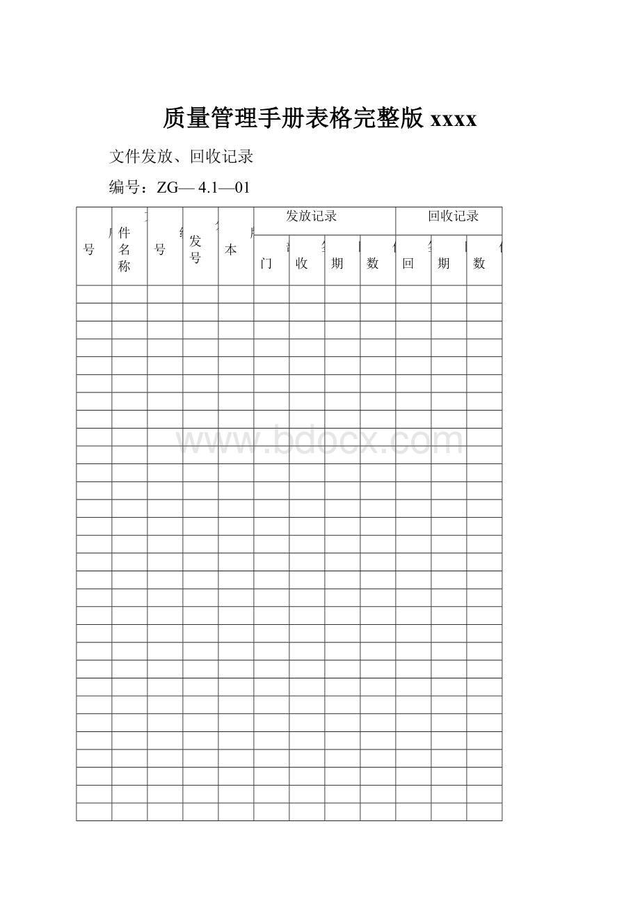 质量管理手册表格完整版xxxx.docx