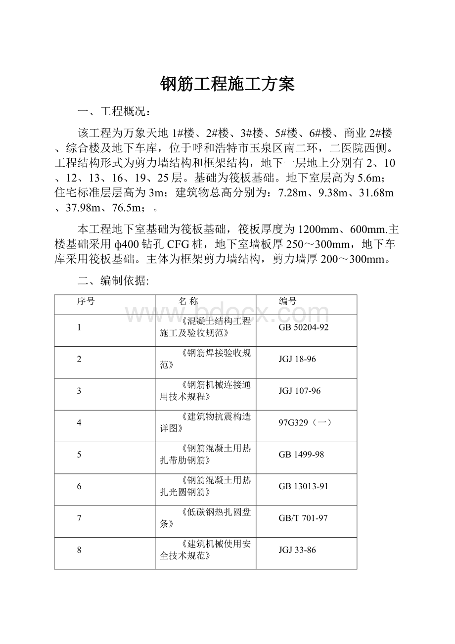 钢筋工程施工方案.docx