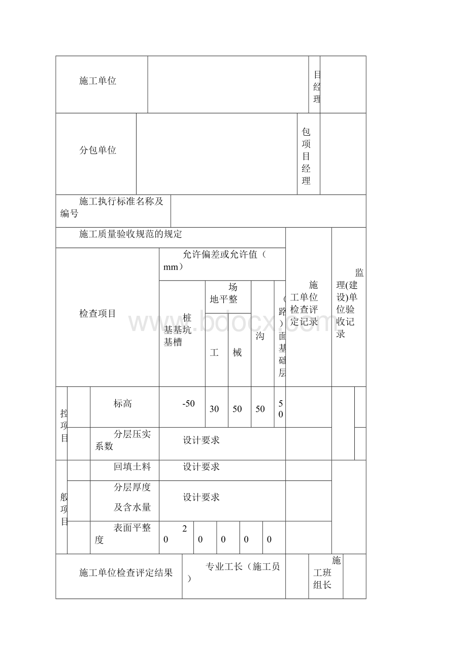 土方开挖工程检验批质量验收记录表.docx_第3页