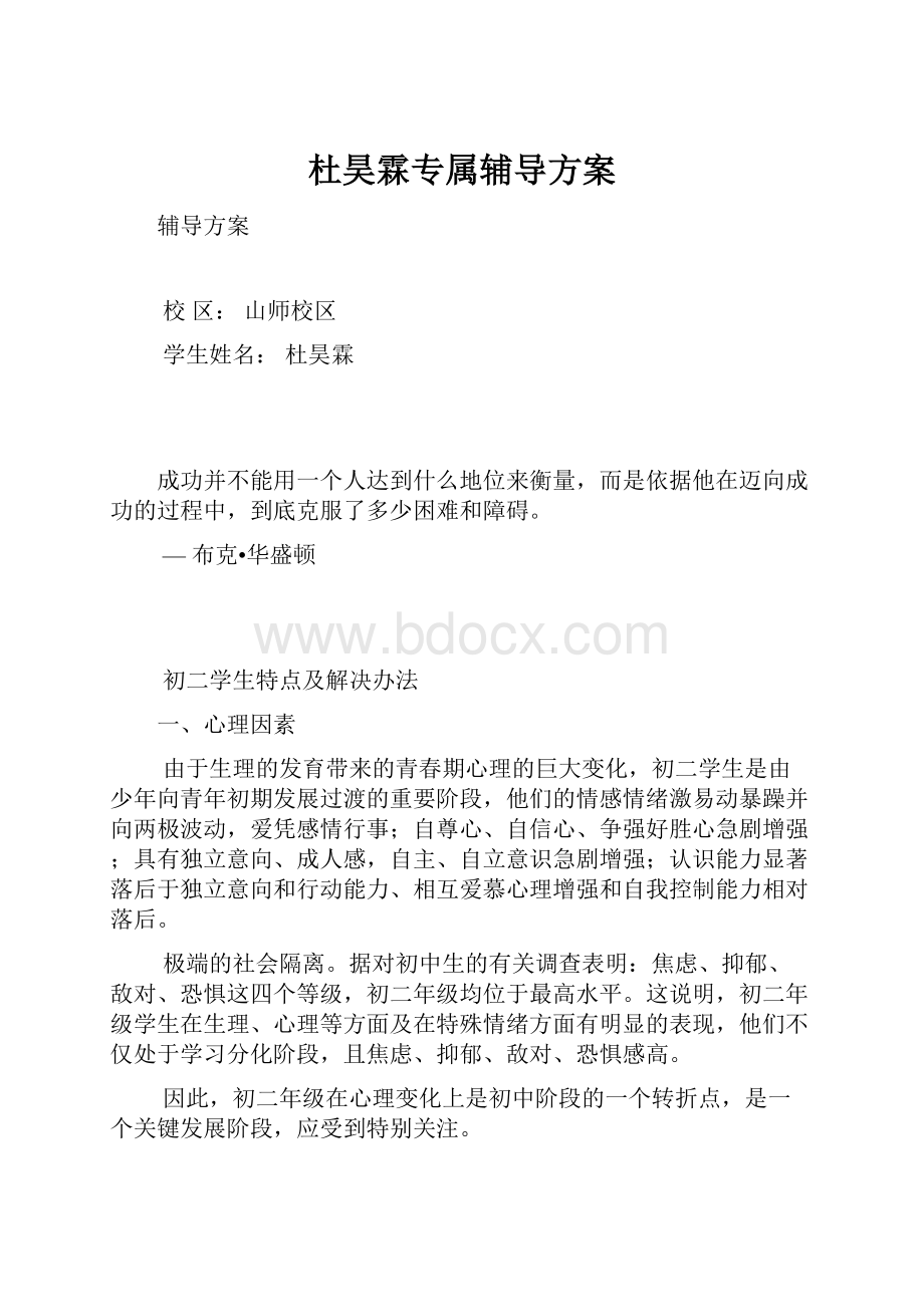 杜昊霖专属辅导方案.docx