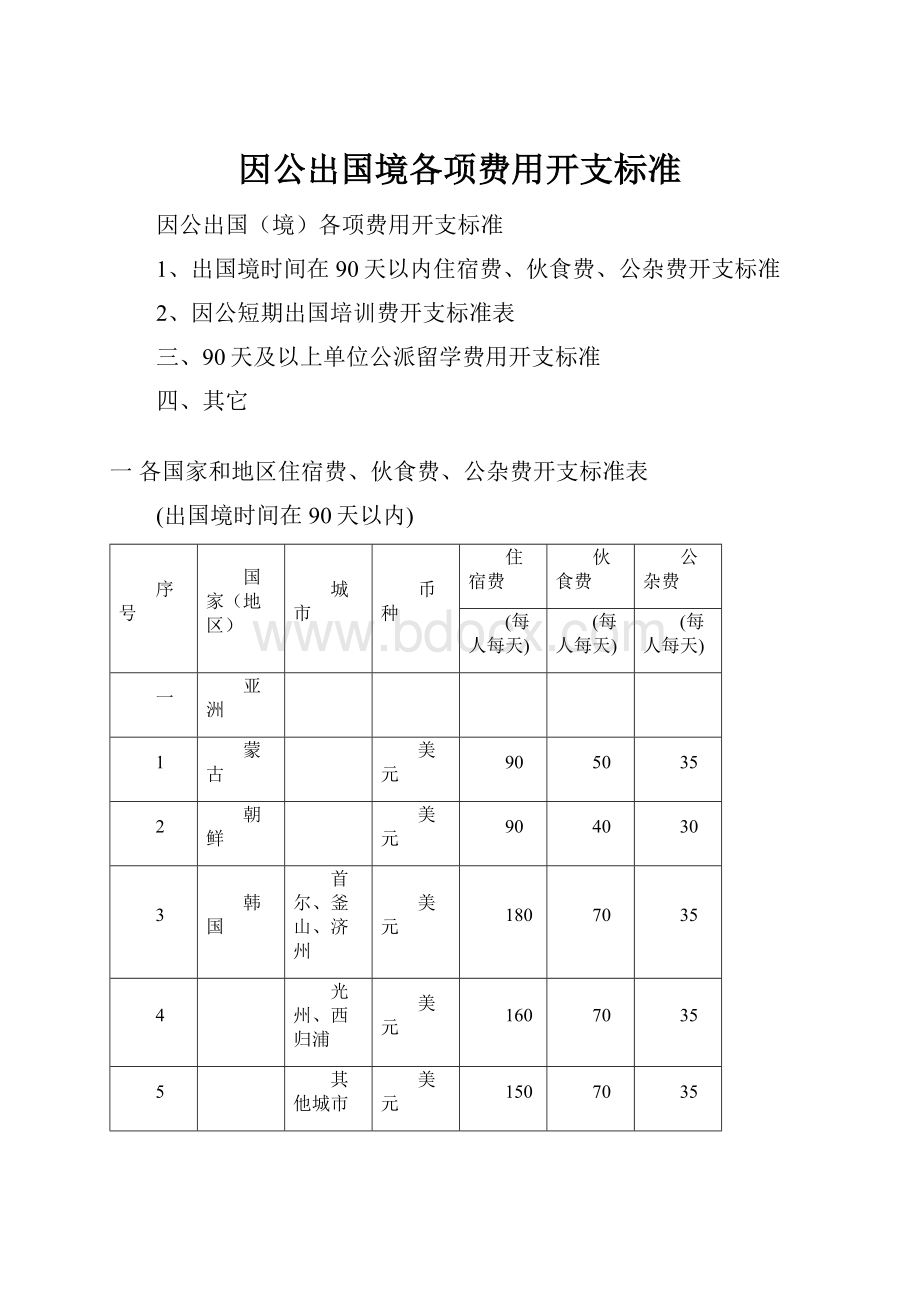 因公出国境各项费用开支标准.docx