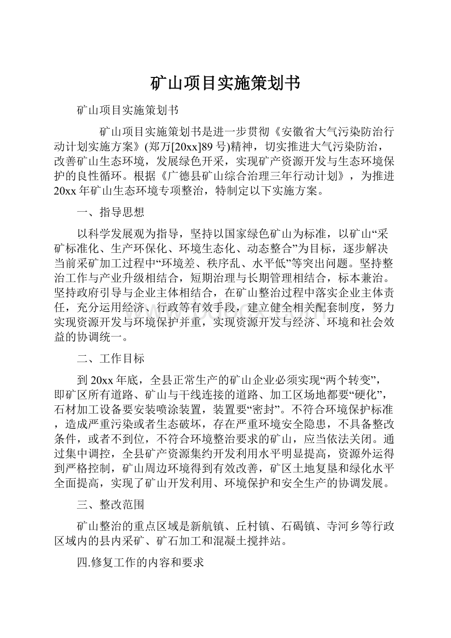 矿山项目实施策划书.docx