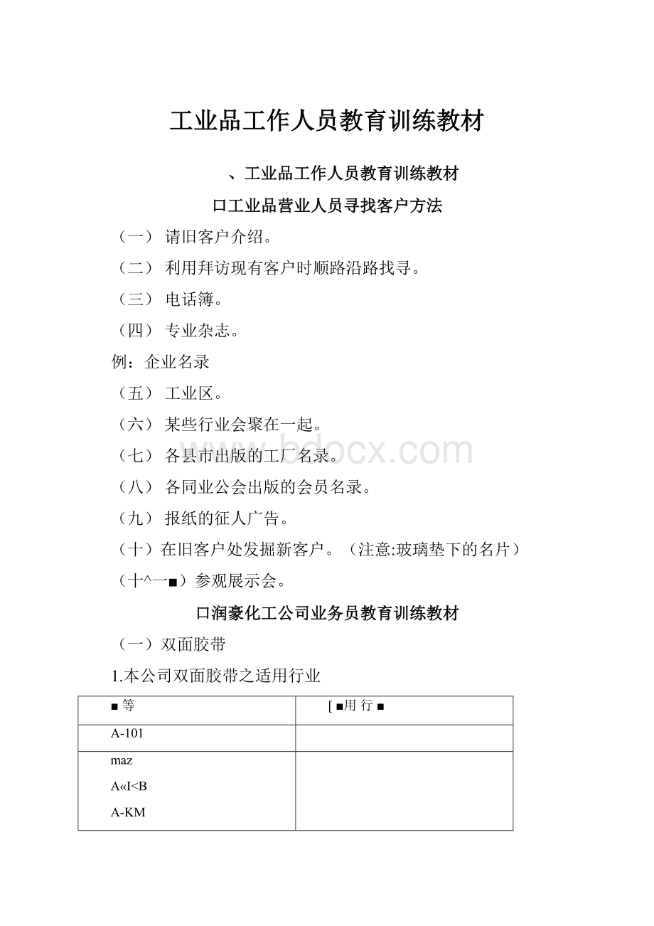 工业品工作人员教育训练教材.docx