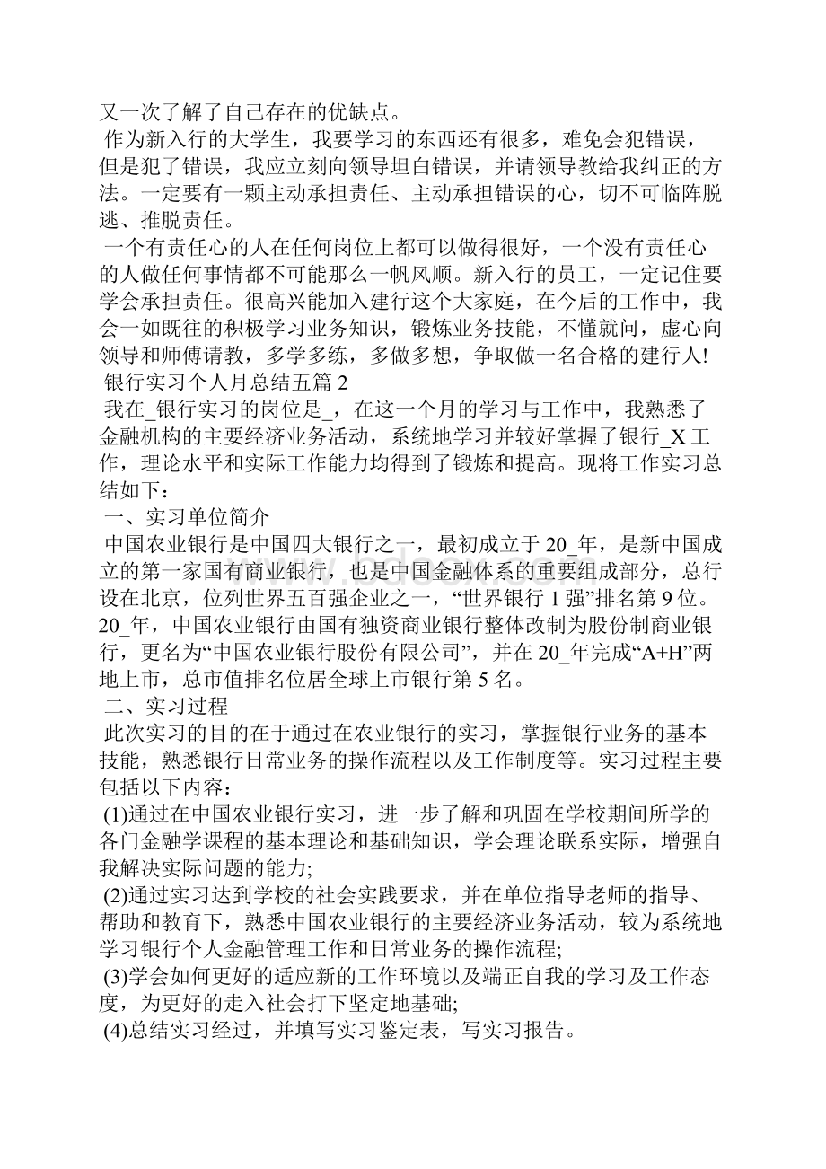 银行实习个人月总结五篇.docx_第3页