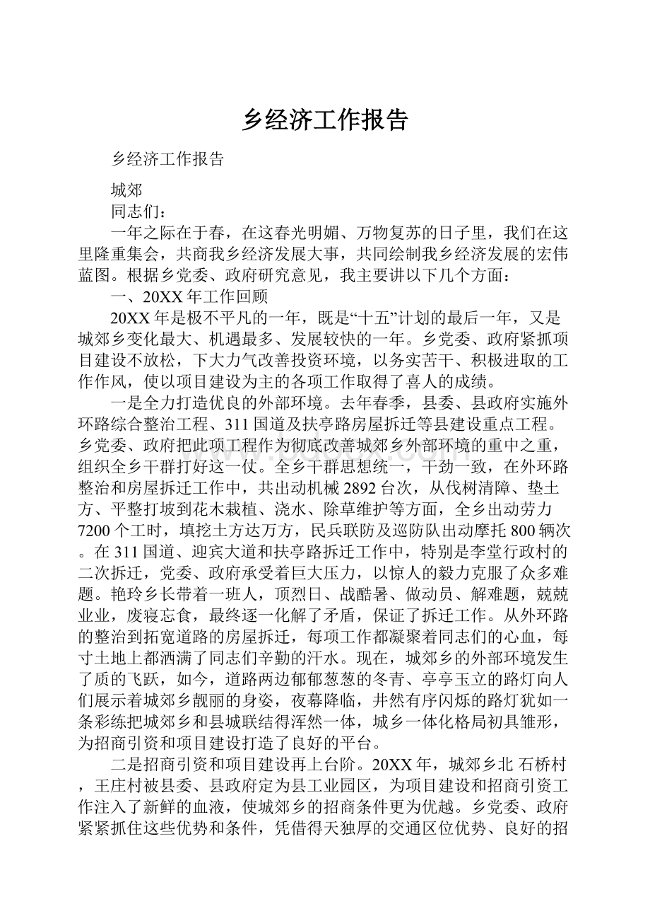 乡经济工作报告.docx