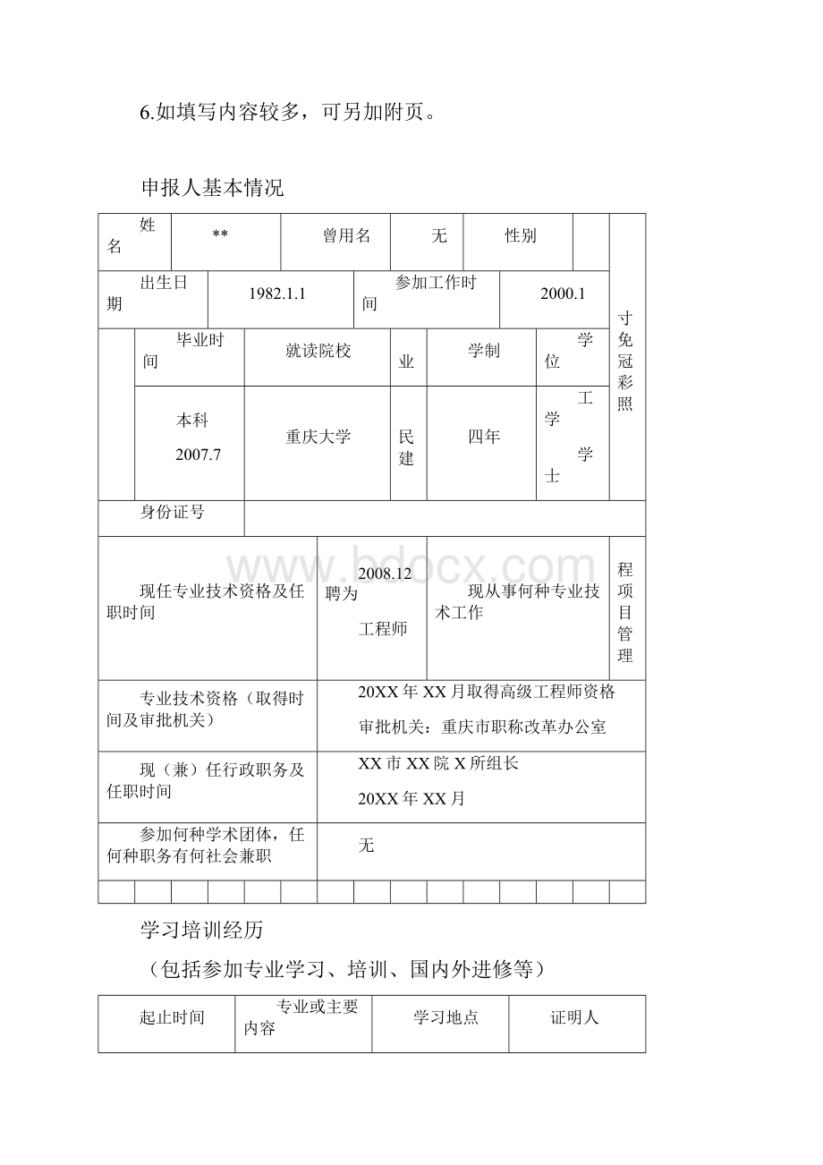 专业技术资格申报评审表填表模版.docx_第2页