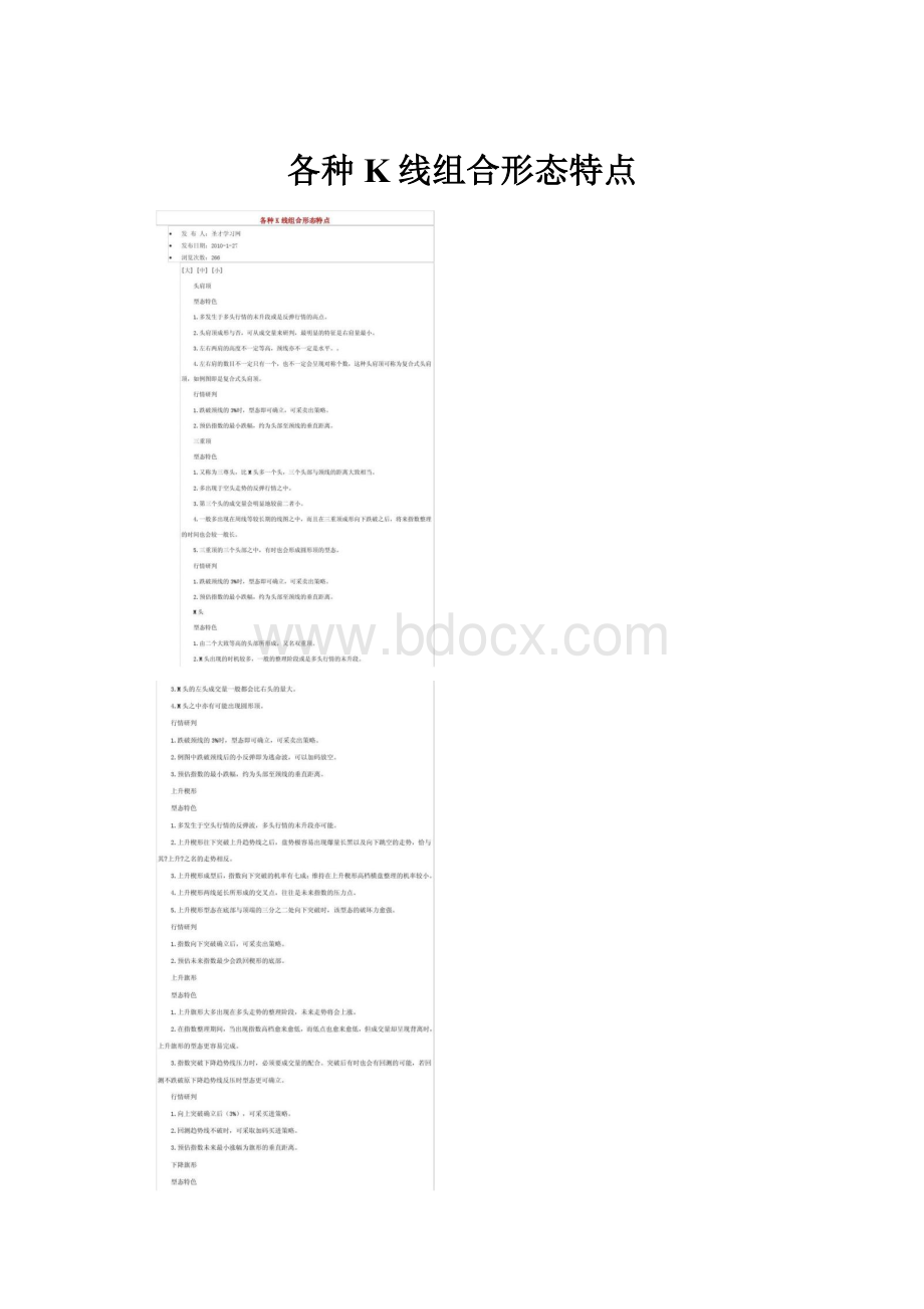 各种K线组合形态特点.docx