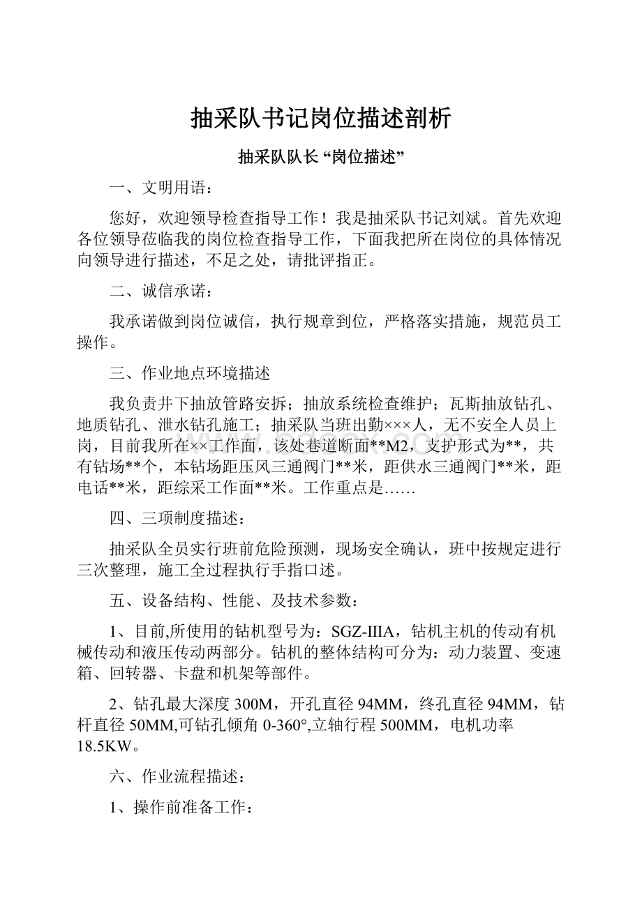 抽采队书记岗位描述剖析.docx_第1页