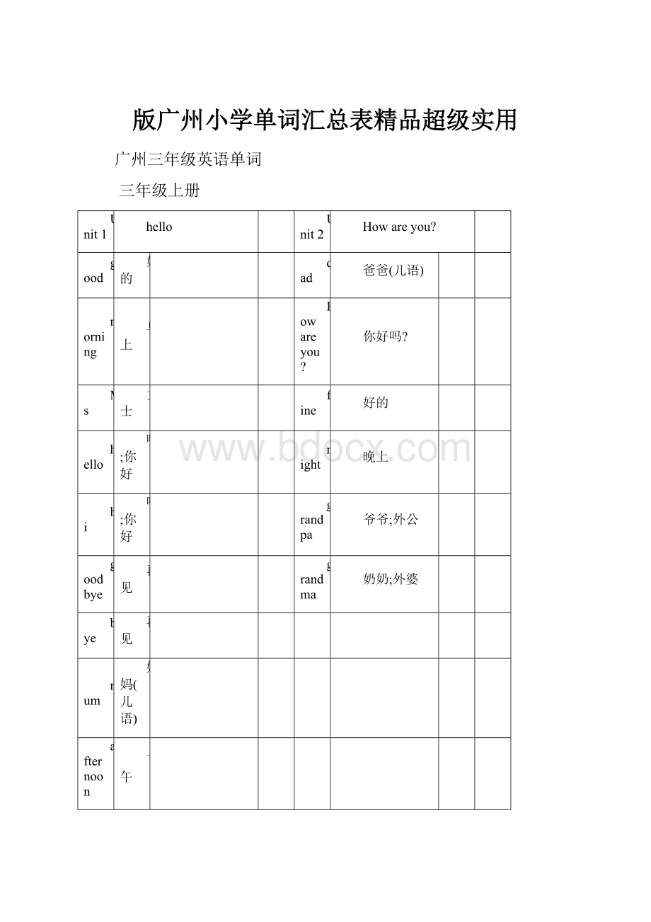 版广州小学单词汇总表精品超级实用.docx