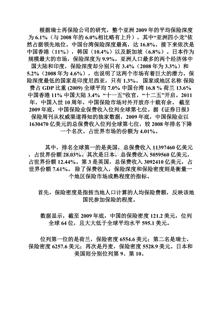 我国保险深度和保险密度及在全球排名.docx_第3页