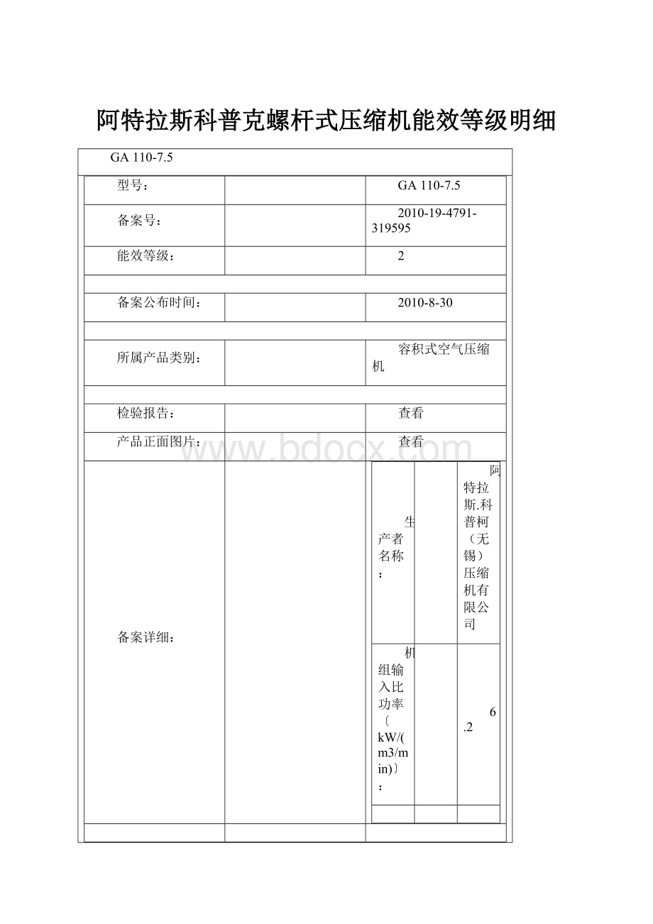 阿特拉斯科普克螺杆式压缩机能效等级明细.docx