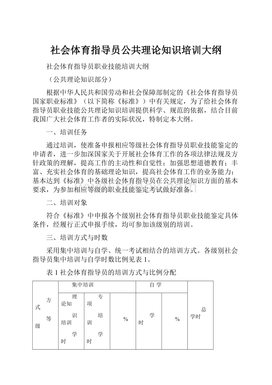 社会体育指导员公共理论知识培训大纲.docx