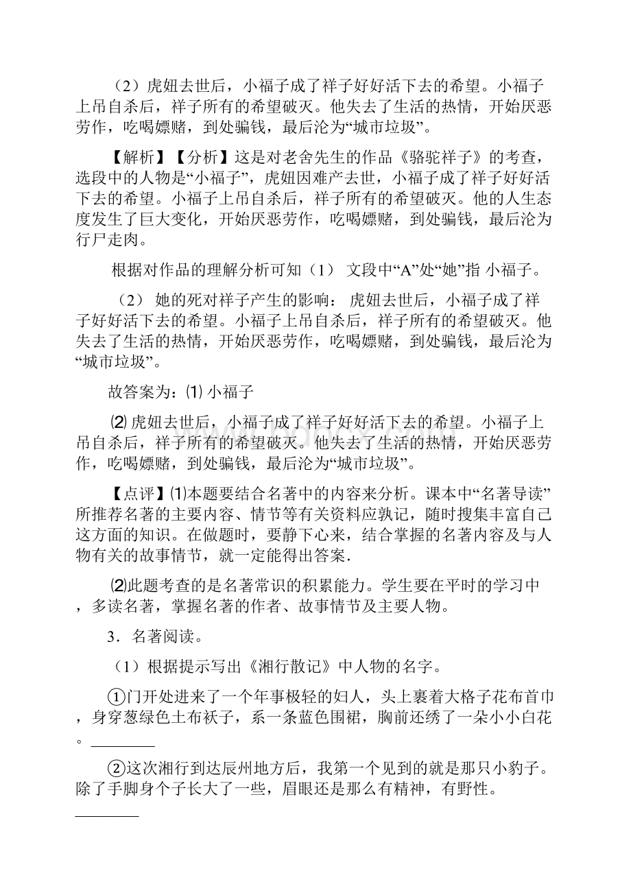 部编人教版七年级语文下册期末专题复习名著阅读训练含答案.docx_第3页