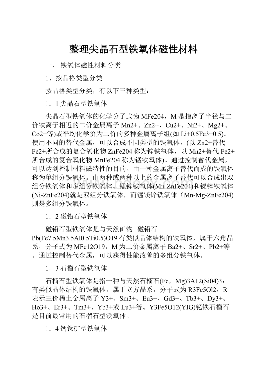 整理尖晶石型铁氧体磁性材料.docx