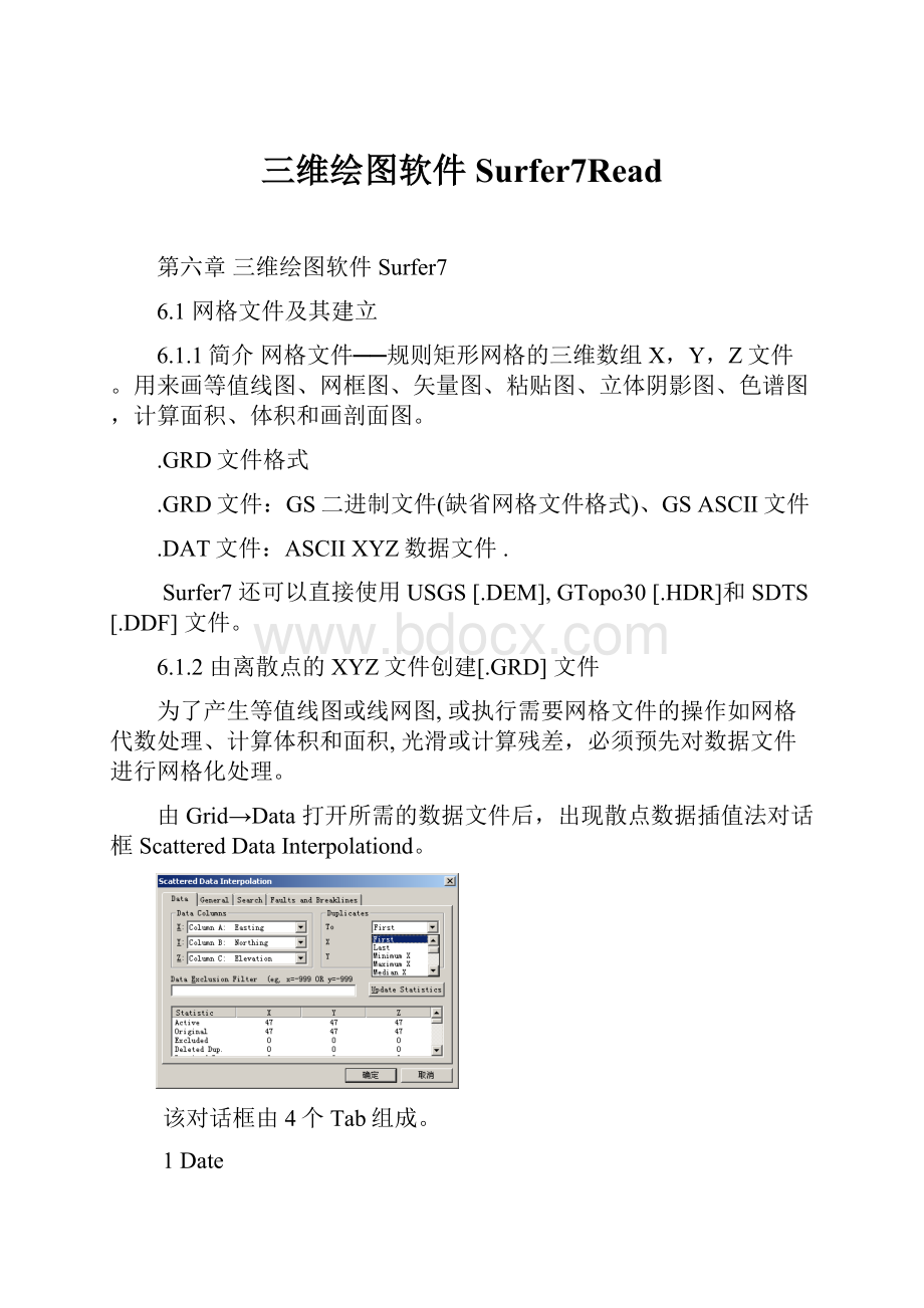 三维绘图软件Surfer7Read.docx_第1页