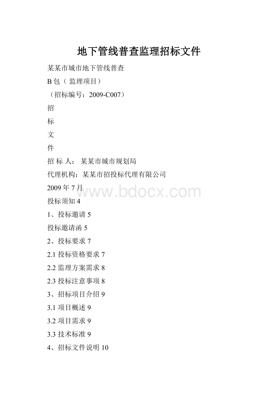 地下管线普查监理招标文件.docx_第1页