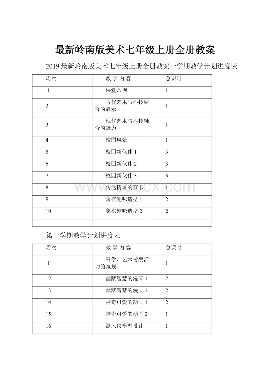 最新岭南版美术七年级上册全册教案.docx_第1页