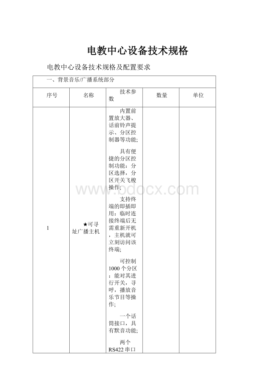 电教中心设备技术规格.docx_第1页