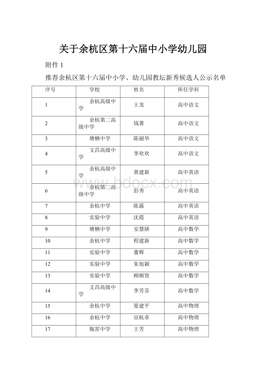 关于余杭区第十六届中小学幼儿园.docx