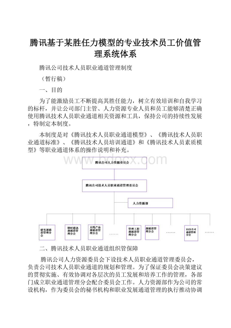 腾讯基于某胜任力模型的专业技术员工价值管理系统体系.docx