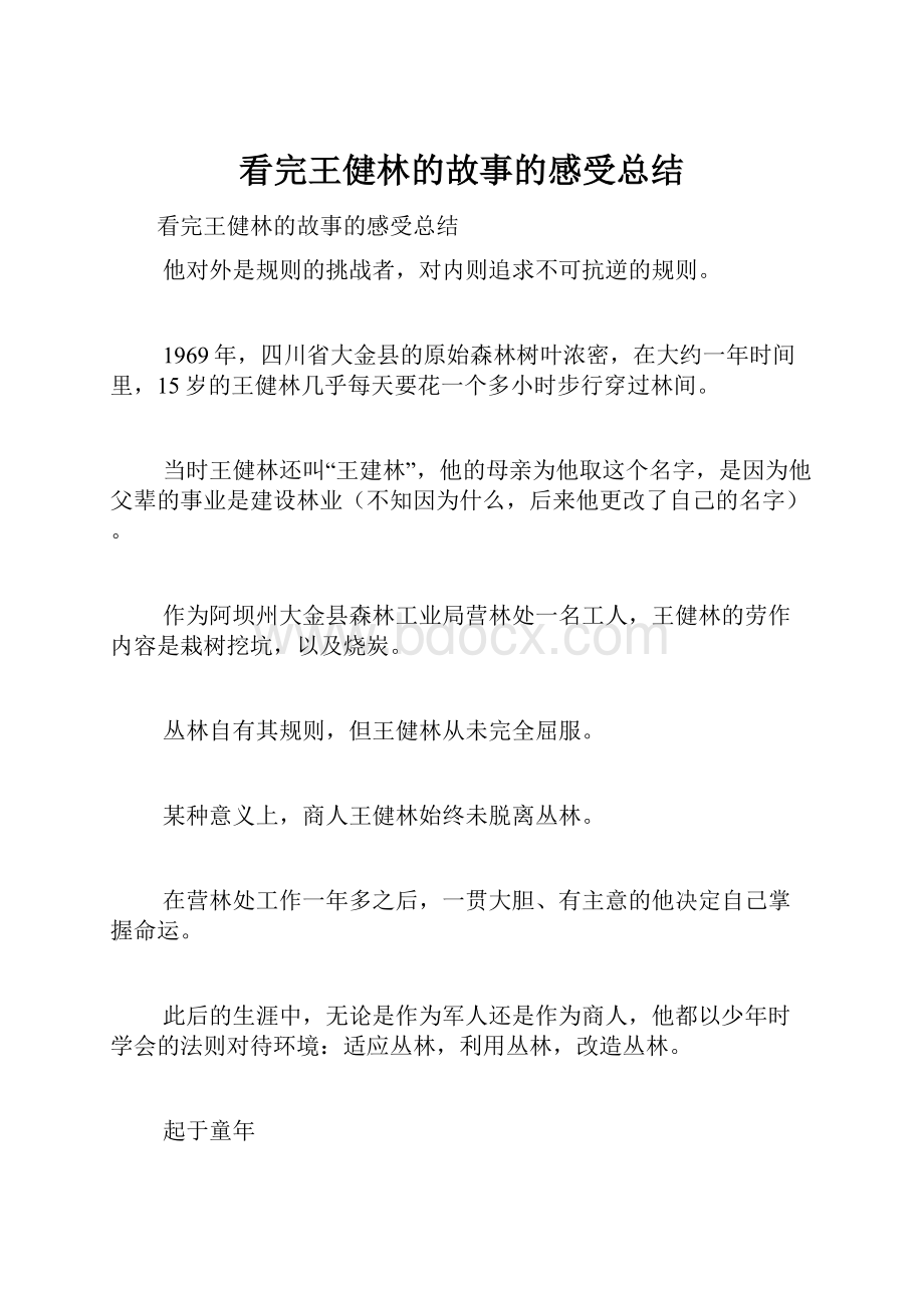 看完王健林的故事的感受总结.docx