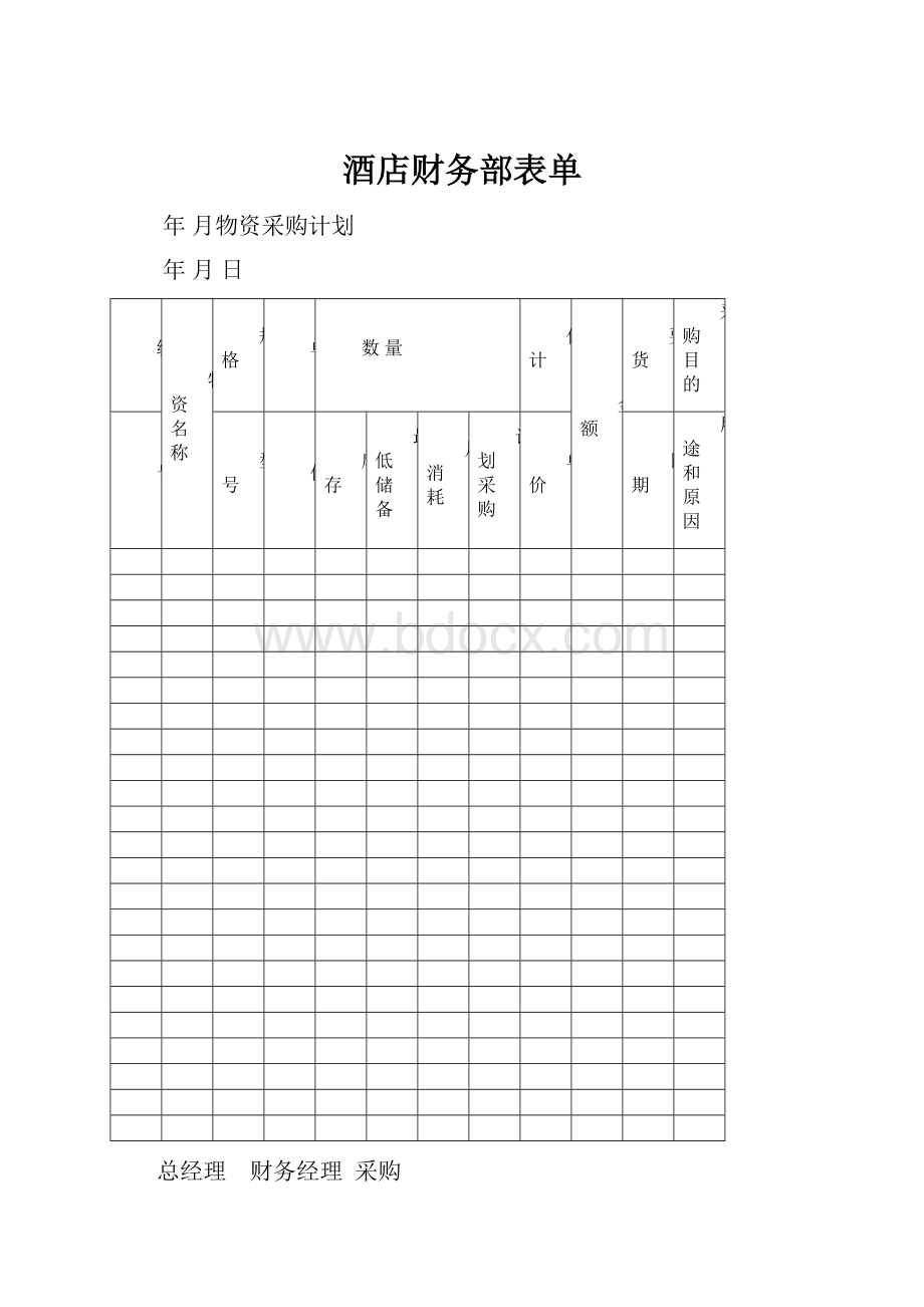 酒店财务部表单.docx