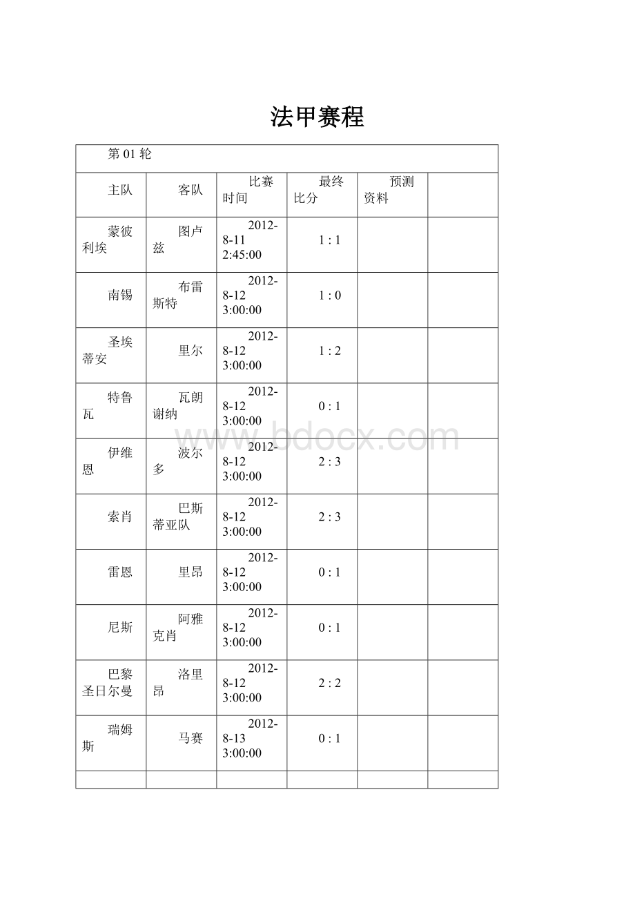 法甲赛程.docx