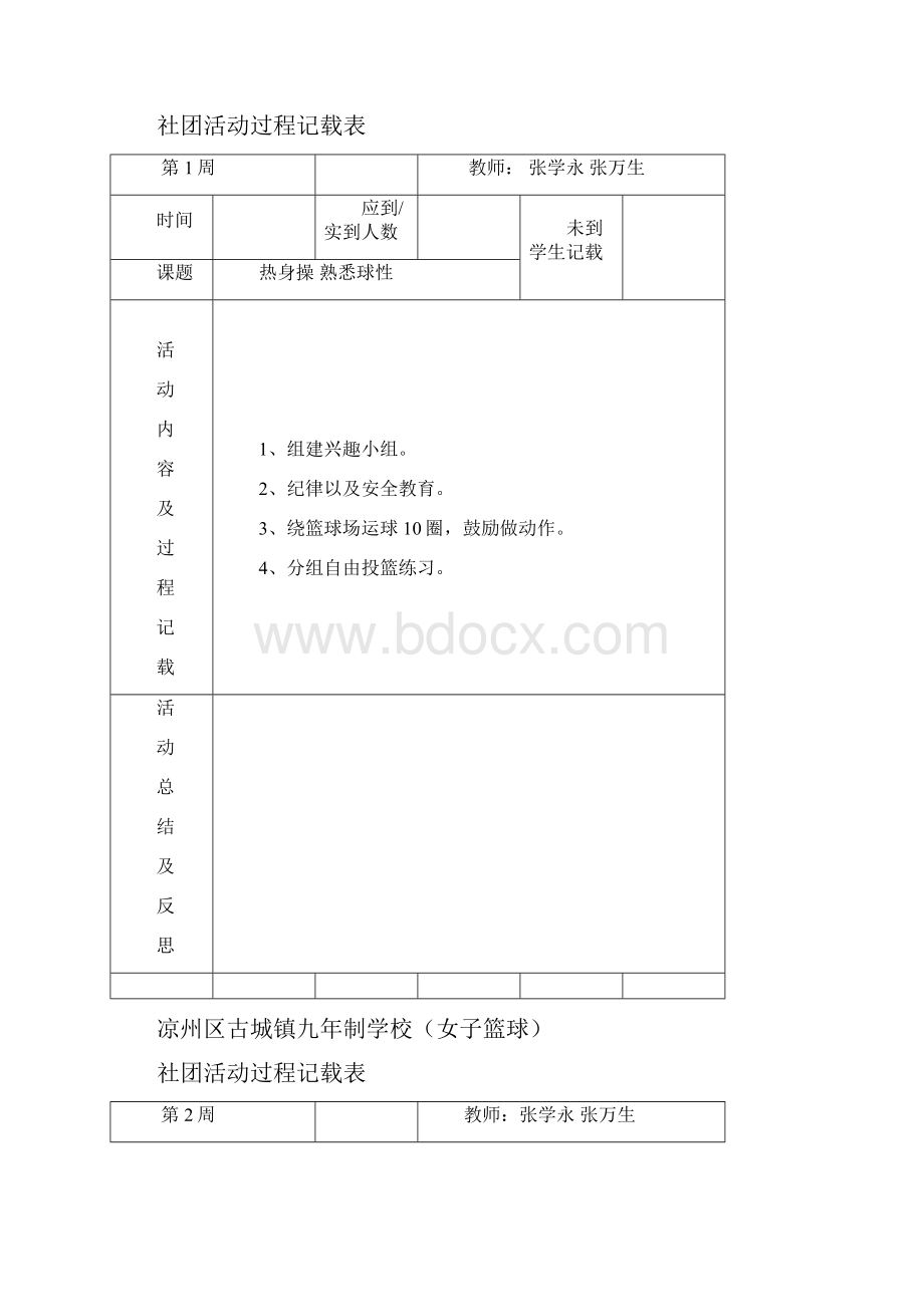 初中篮球兴趣小组活动记录表2.docx_第2页