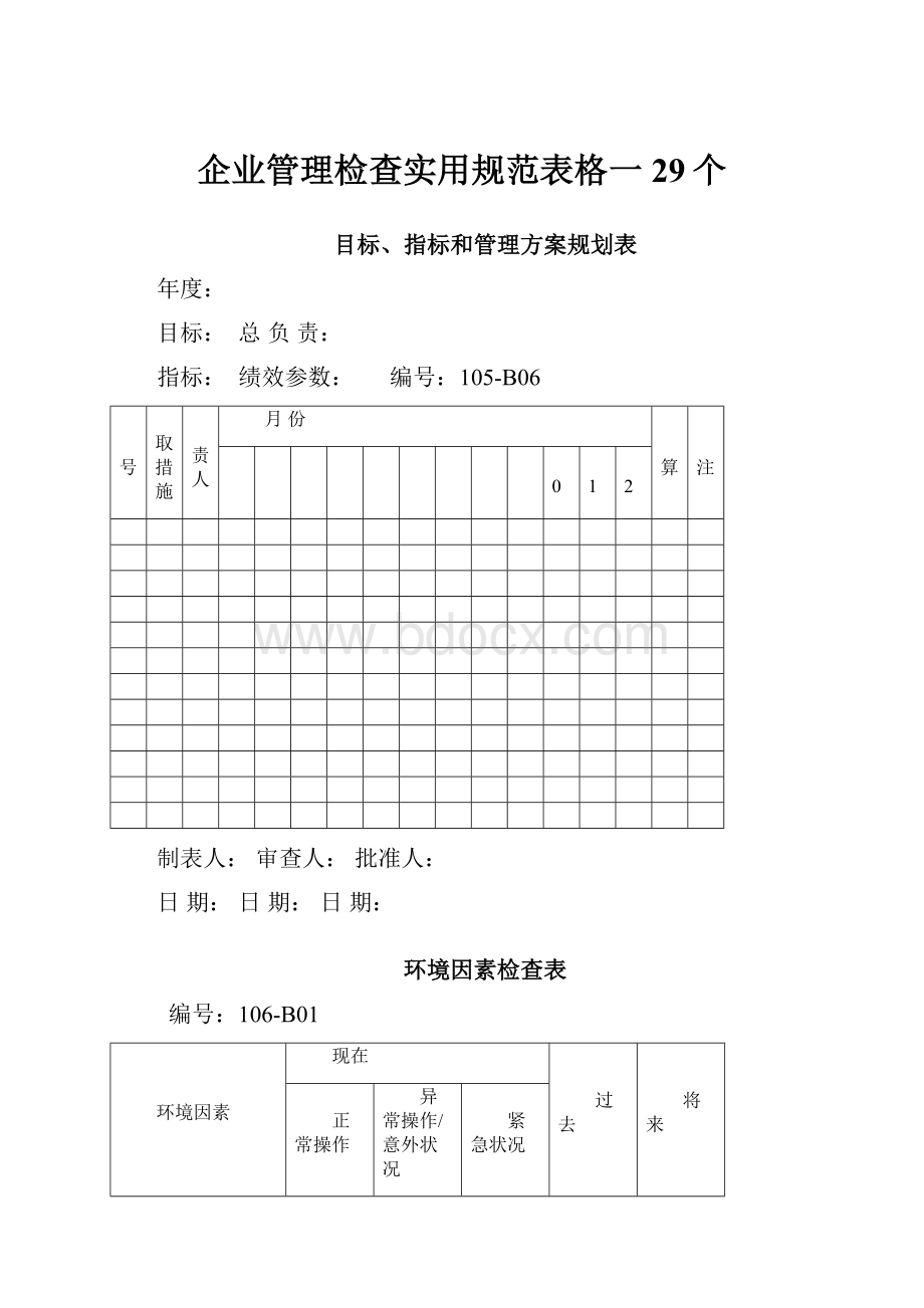 企业管理检查实用规范表格一29个.docx