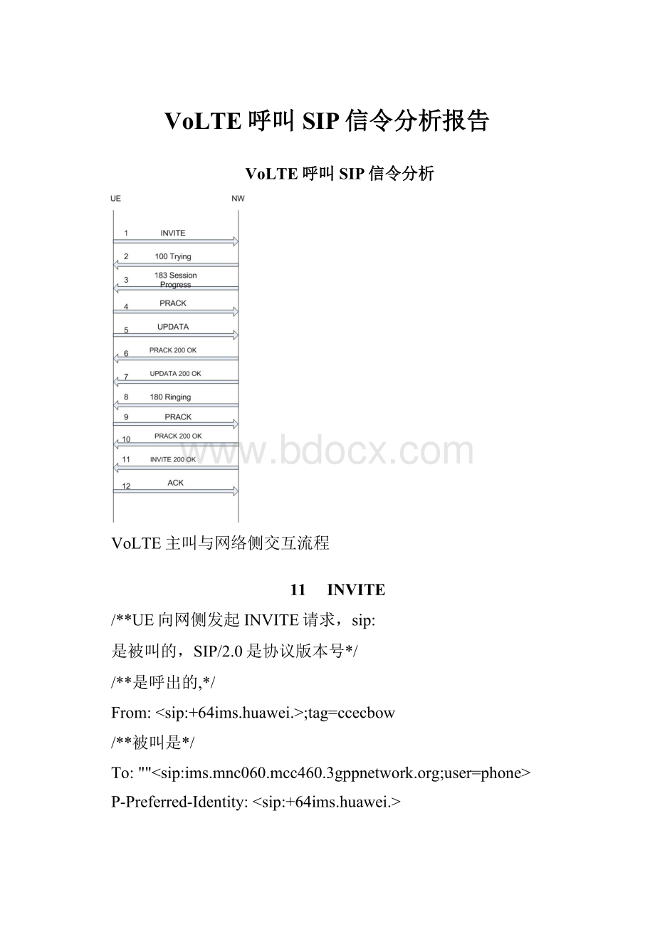 VoLTE呼叫SIP信令分析报告.docx_第1页