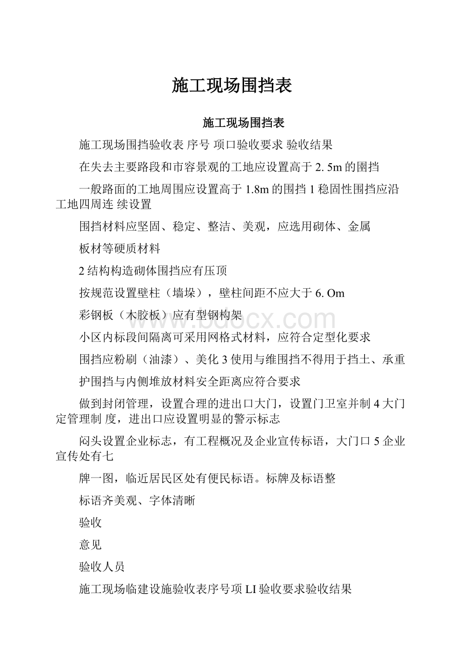 施工现场围挡表.docx_第1页