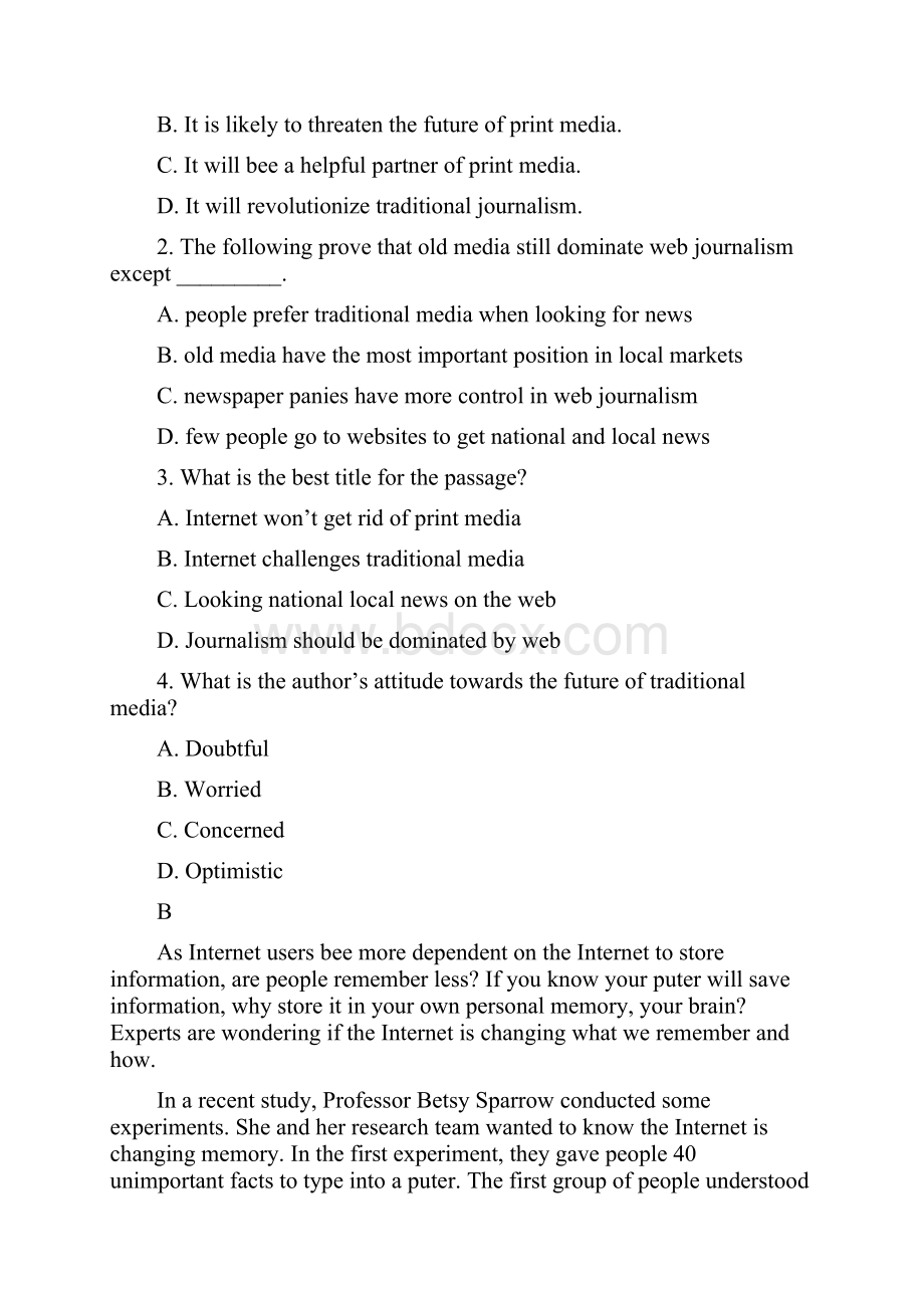 高中英语Unit4Makingthenews单元检测卷新人教版.docx_第2页