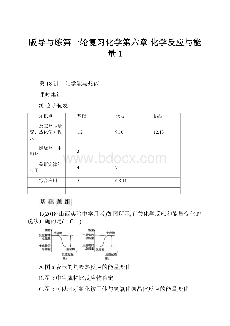 版导与练第一轮复习化学第六章 化学反应与能量 1.docx_第1页