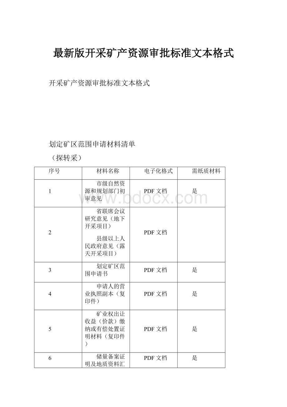 最新版开采矿产资源审批标准文本格式.docx_第1页