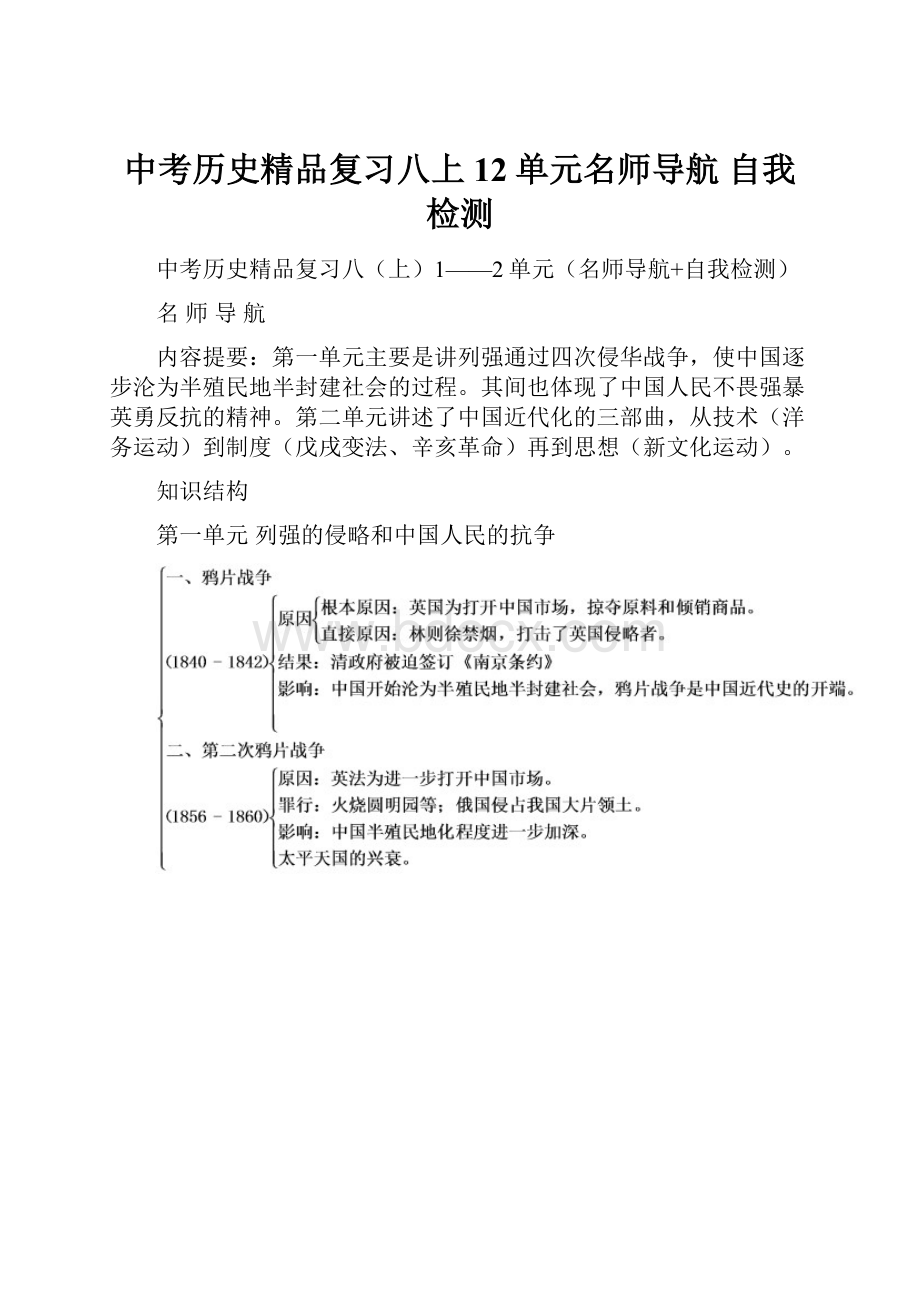 中考历史精品复习八上12单元名师导航 自我检测.docx_第1页