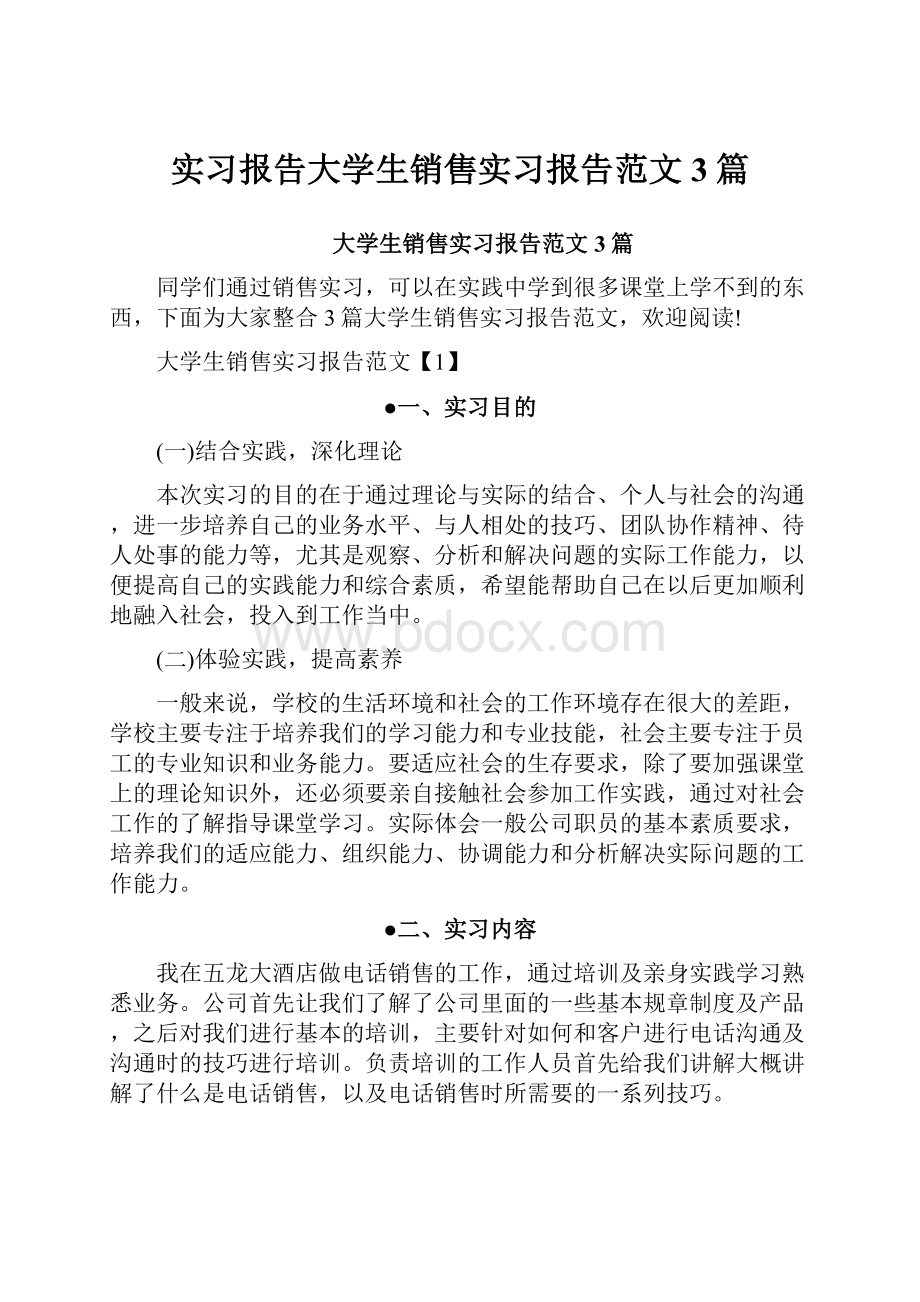 实习报告大学生销售实习报告范文3篇.docx