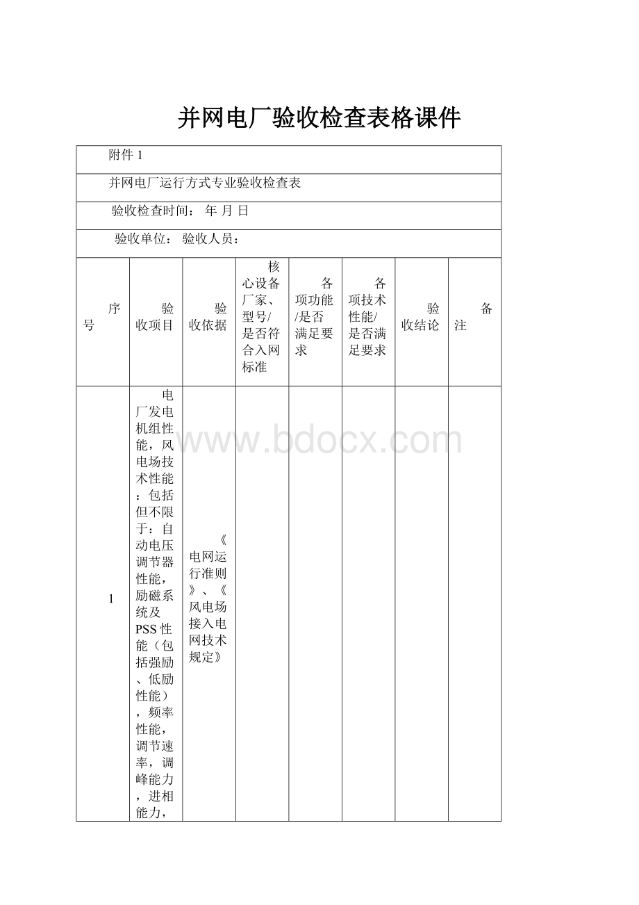 并网电厂验收检查表格课件.docx