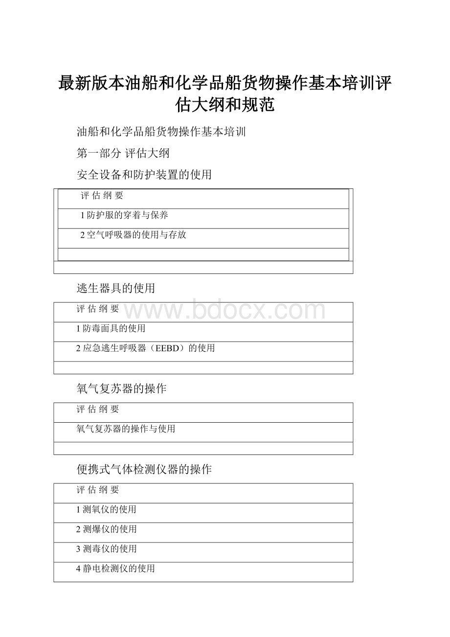 最新版本油船和化学品船货物操作基本培训评估大纲和规范.docx