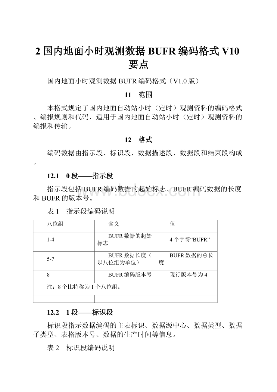 2国内地面小时观测数据BUFR编码格式V10要点.docx_第1页