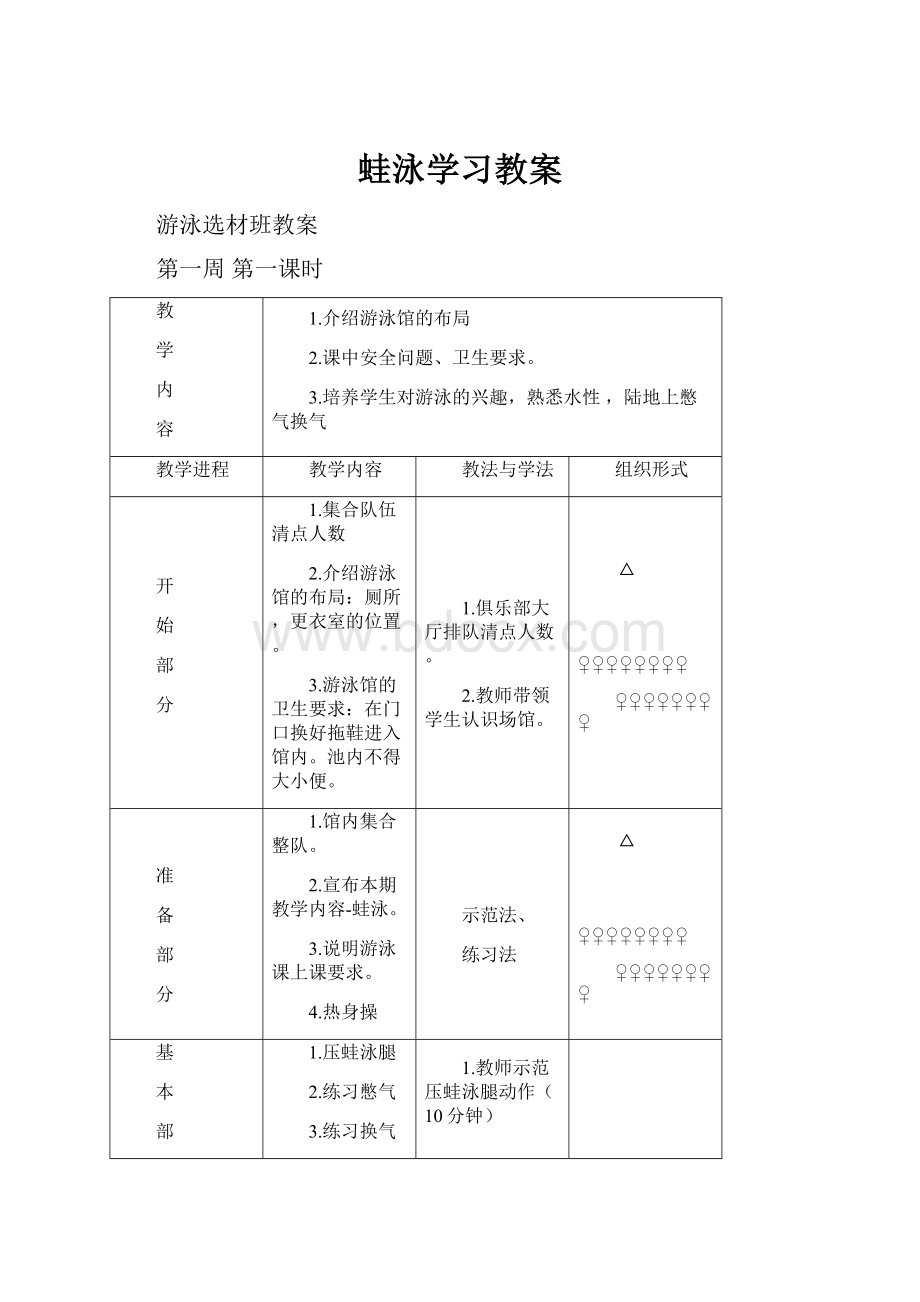 蛙泳学习教案.docx