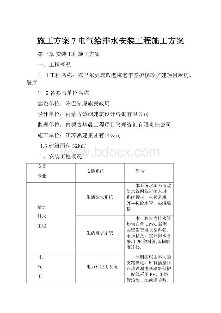 施工方案7电气给排水安装工程施工方案.docx