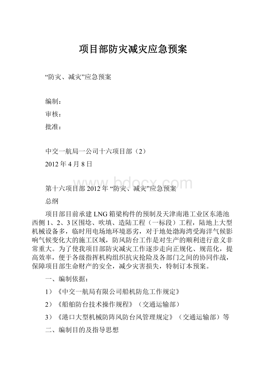 项目部防灾减灾应急预案.docx