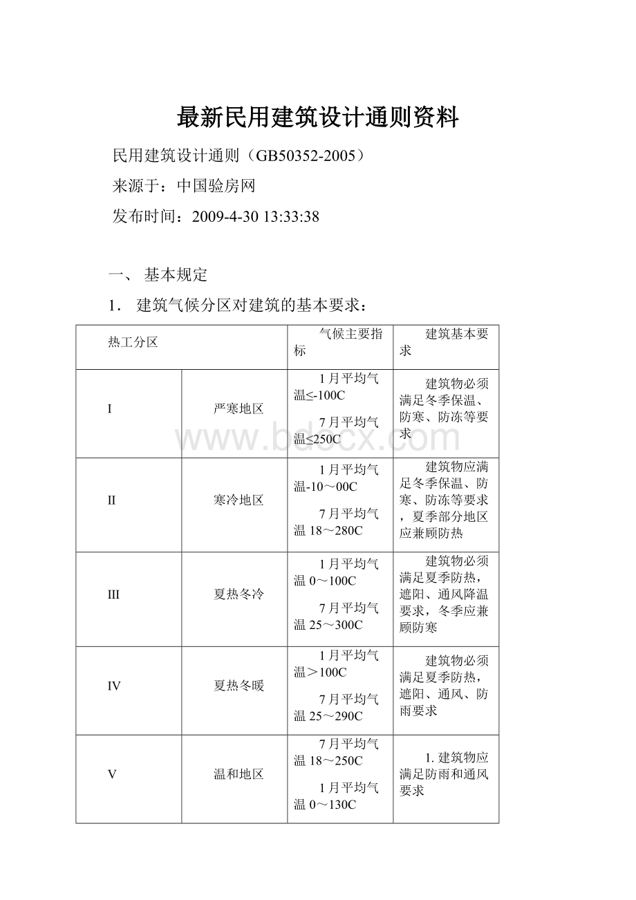 最新民用建筑设计通则资料.docx