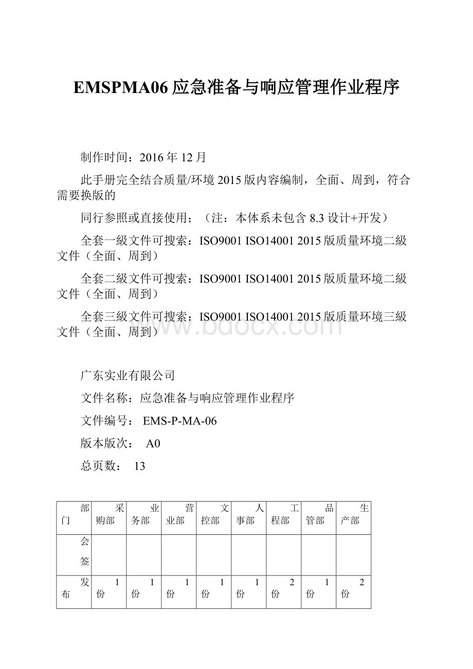 EMSPMA06应急准备与响应管理作业程序.docx