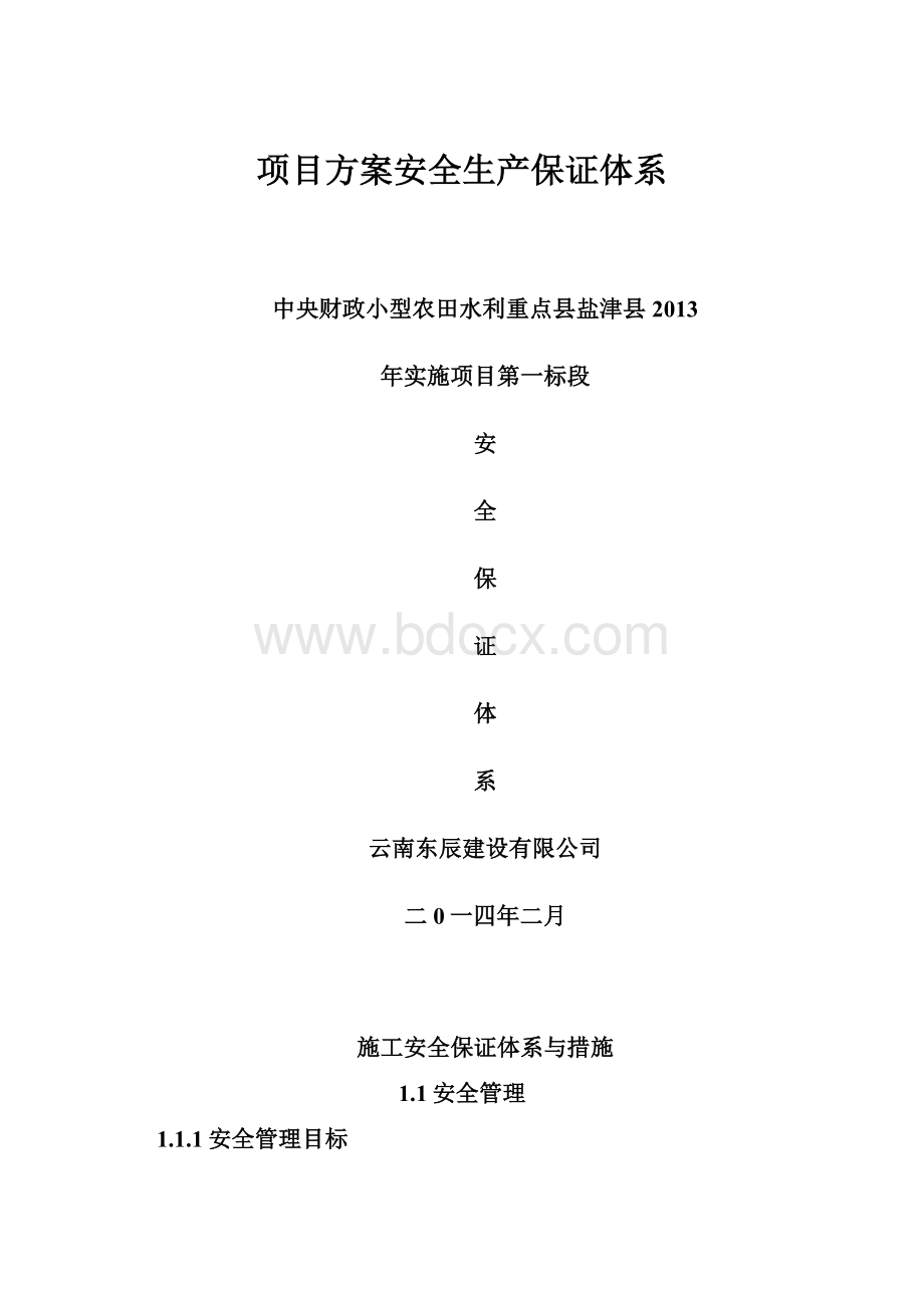 项目方案安全生产保证体系.docx_第1页